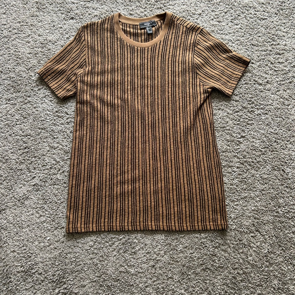 Forever 21 Brown and Black Striped Tee